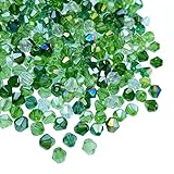 1000pcs Bicone Crystal Beads 4mm Mix Green AB Crystal Glass Beads Bulk Faceted Bicone Crystal Glass Beads for Necklace Bracelet Earrings DIY Jewelry Crafts Making Supplies(Green AB Mixed)