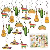 MAXMURYS Ensemble de Décoration de Fête Mexicaine   20 Guirlandes Colorées et 20 Accessoires Thématiques (Âne Mexicain, Cactus, Guitare, Chapeau)   Idéal pour Fête, Anniversaire et Célébrations