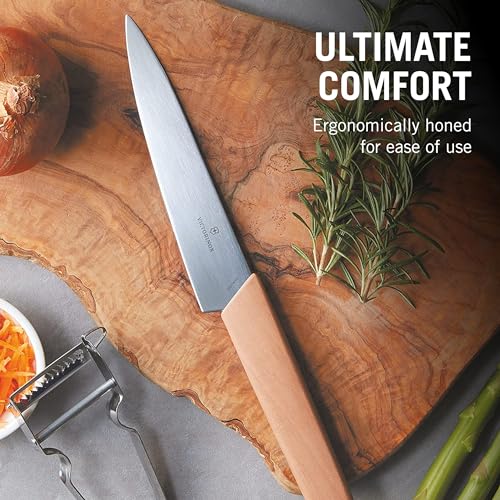 Foto von Victorinox Swiss Modern, Profi Officemesser, Extra Scharfe Klinge, gerader Schliff, 15 cm, Edler Holzgriff, Rostfreier Stahl, braun