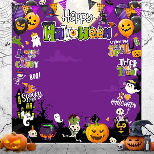 Toile de fond Halloween citrouille et trick or treat violette pour studio photo 180x200cm