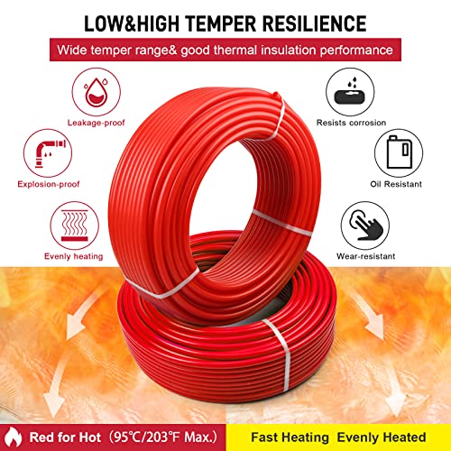 PEX Pipe 1/2 Inch 300ft 1 Rolls PEX Tubing EVOH PEX-B Pipe Oxygen Barrier Durable Leakage-Proof Flexible for Residential Water Lines in Homes PEX Radiant Heat Tubing(Red) by Likeem - Image 5