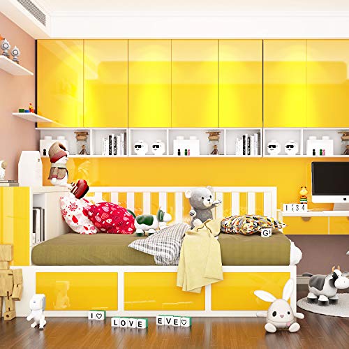 Livelynine Zelfklevende folie, geel, zelfklevend behang, meubelfolie, hoogglans folie voor meubels, kasten, kinderkamer… - Image 8