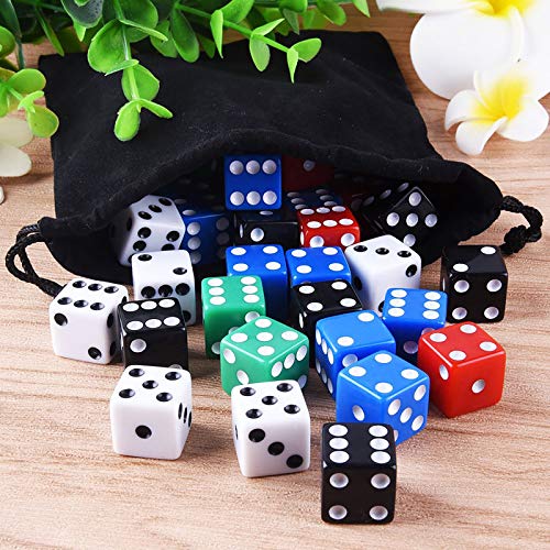 Austor 50 Pieces Game Dice Set, 5 Colors Square Corner Dice With Velvet Storage Bag, Play Games Like Tenzi, Farkle, Yahtzee, Bunco Or Teaching Math #TOP5