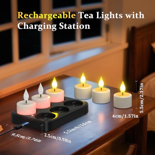 Velas de té recargables sin peligro de fuego ni cera derretida con mando a distancia 2