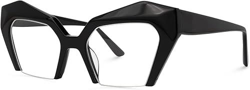 VOOGLAM Gafas gruesas de gran tamaño con bloqueo de luz azul de ojo de gato, marco de gafas de moda para mujeres, antifatiga ocular y Eneas UV