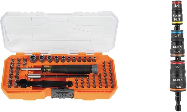 Klein Tools 64-Piece Micro-Ratchet Precision Driver Set with 7-in-1 Impact Flip Socket Set and Bit Holding Feature