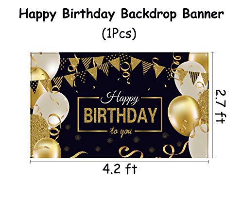 Image of Party Propz Birthday Backdrop For Decoration - Backdrop For Decorations (4x3 Ft), Large Happy Birthday Banner, Black Bday Banner
