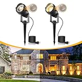 LOHAS Landscape Spot Lights Outdoor, 5W Dusk to Dawn Outdoor Lighting, LED Spotlights for Yard, 120V 450LM Outside Lights for House, 9.84-ft Cord, IP66 Waterproof 3000K, UL Listed 2 Pack