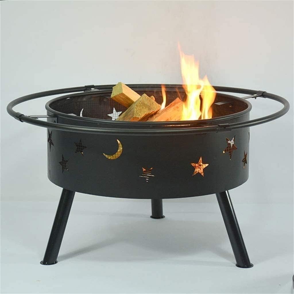 Outdoor Fire Pit 33" Fire Pit Outdoor Large Steel Wood Burning Fire Pits Bowl BBQ Grill Firepit for Outside with Spark Screen Cooking
