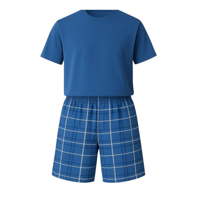 Generico Pigiama Uomo Cotone Leggero Corto, Manica Corta e Pantaloncini (100% Cotone) Pigiama Uomo Estivo Disponibile dalla M alla 3XL - Pigiami 100% Made in Italy