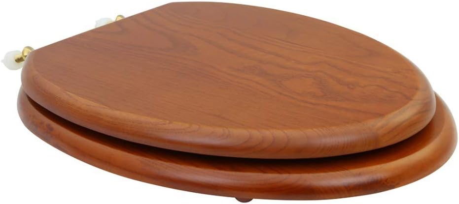 Buу 1 gеt 1 Renovators Supply Wooden Elongated Toilet Seat With Lid Mahogany Finish Comfortable Easy Clean Oval Commode Seats For Toilets With Brass PVD Hinges And Non Slip Polymer Bumper Stabilizers
