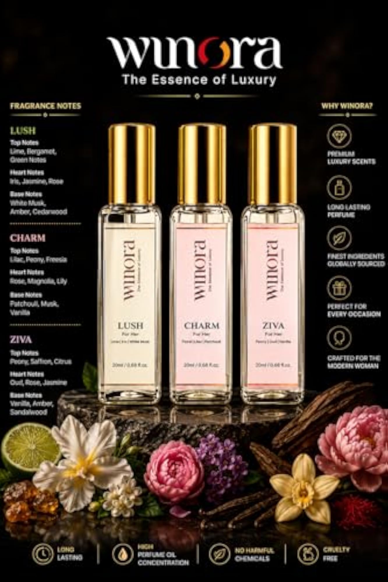 Signature Eau de Parfum Combo Pack for Her, 20ml x 3