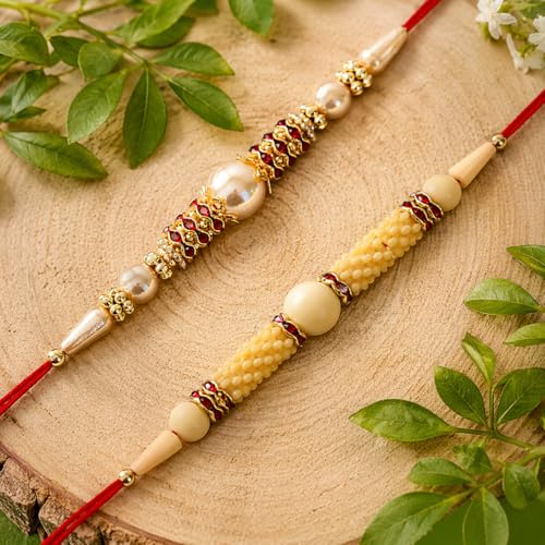 Image of Riddhika Ventures Glorious Gold Plated Religious Diamond Ring Rakhi || Traditional Rakhi Set of 2 & Festive Gift || Rakhi Gift Combo for Brother
