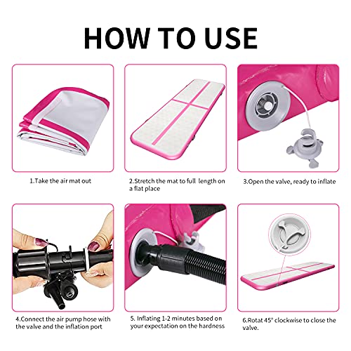 Zenova Air Mat Inflatable Gymnastics Mat Tumble Track 10Ft With Electric Pump For Gymnastics Training/Home Use/Cheerleading/Yoga/Water (9.8Ft X 3.3Ft X 4In, Pink) #TOP6