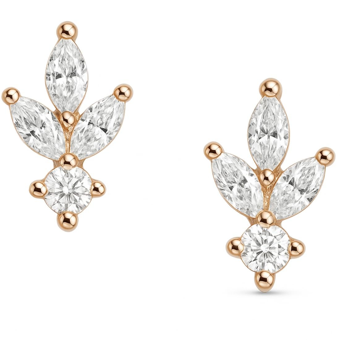 zavya 925 Sterling Silver Cubic Zirconia CZ Designer Leaf Rose Gold Plated Stud Earrings | With Certificate of Authenticity & 925 Hallmark | Gift for Women & Girls-picture-19