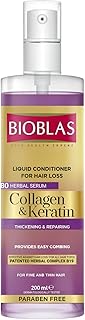 Bioblas Kolajen & Keratin Sıvı Saç Kremi – Durulanmayan, Onarıcı & Dolgunlaştırıcı Etki, Bitkisel Kompleks B19, 200 ml