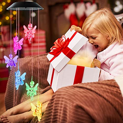2022 Newest Tooth Fairy Solar Wind Chimes For Outdoor, Angel Gifts For Women Mom, Waterproof Color-Changing Led Memorial Solar Wind Chimes Decor For Patio Garden Porch, Birthday Gifts For Kids Girls #TOP7
