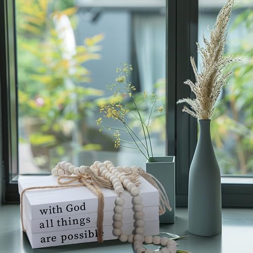 Decorative Books for Home Decor,Rustic Farmhouse Decor,Faux Books for Decoration,Farmhouse Shelf Decor,Fake Books,Decor Books for Coffee Table,with Wooden Bead String Tassel 58 in - Image 4