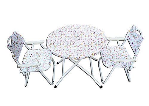 Image of AMAZE Foldable Kids Baby 1 Table-2 Chair Set-Multipurpose Study, Dining, Play, Writing & Craft Activity Table|Powder Coated Iron Frame, Portable & Space Saving- Pink Butterfly Print