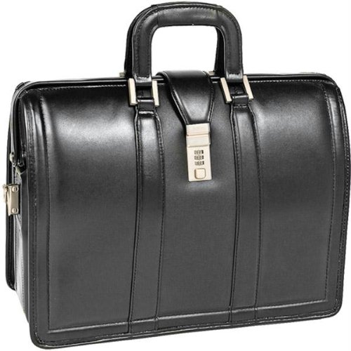 17 Inch Morgan Black Leather Litigator Notebook Briefcase -