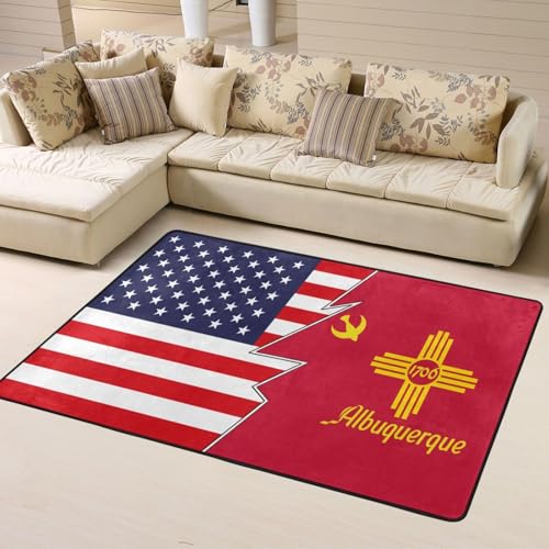 Flag of Albuquerque, New Mexico and America Area Rug