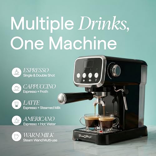 Image of BM101 Espresso Coffee Maker Machine for Home & Office with Milk Frother I Cafe Style Latte, Cappuccino & Other Beverages I 1350 Watts, 20 Bar Pump 1.2 Ltr. Water Tank I 1 Yr Warranty