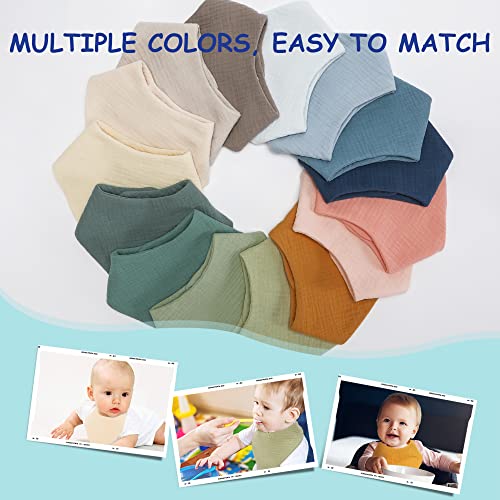 Kisrel Bibs 15 Pack, Baby Bibs For Girls And Boys, Muslin Bibs 100% Cotton For Baby Boy And Baby Girl, 15 Solid Colors Drool Bibs For Teething And Drooling #TOP5