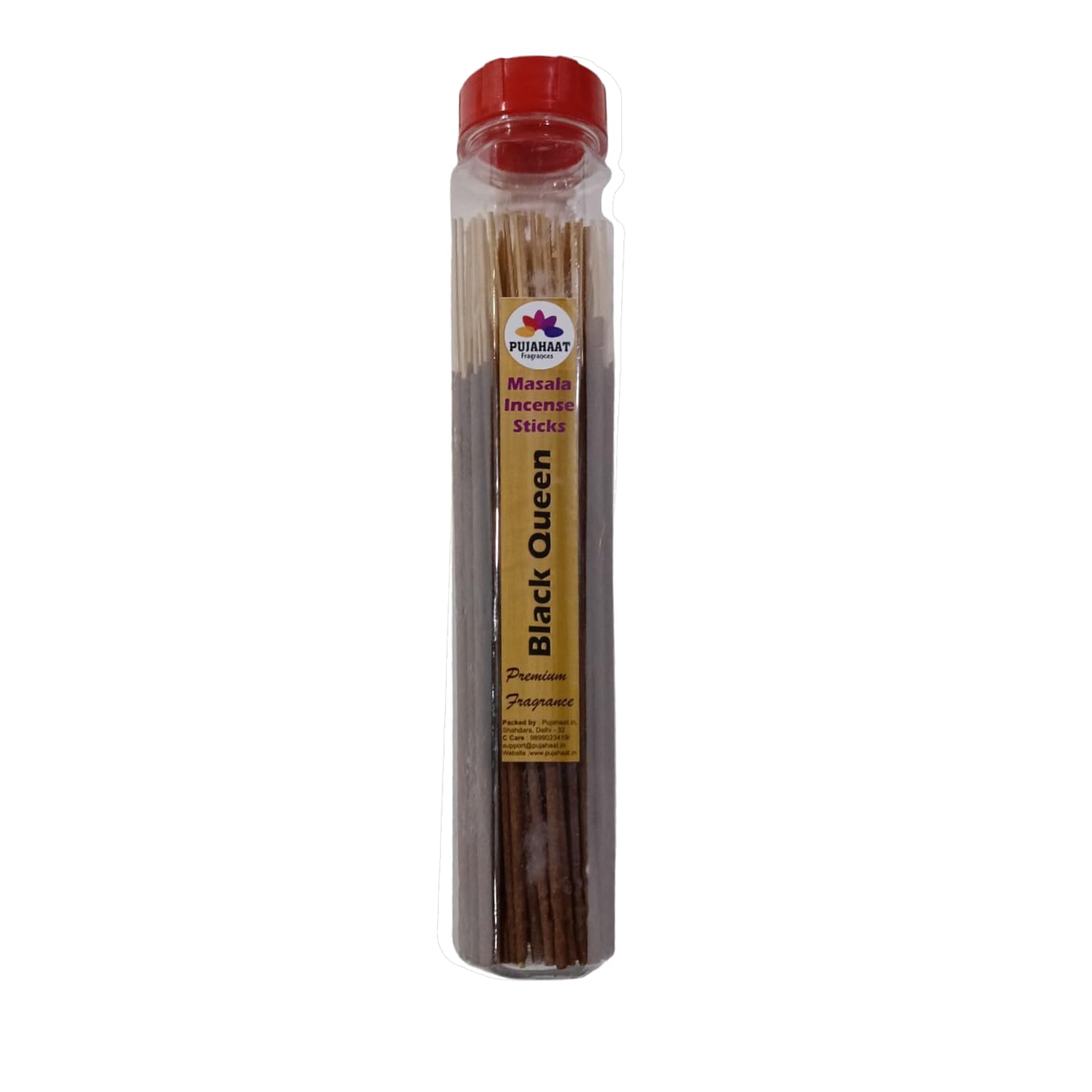 Pujahaat Premium Scented Incense Stick Masala Agarbatti | No Charcoal Incense Sticks, 100% Herbal Fragrance Agarbatti, 0% Sulphates Black Queen Fragrance - 100 GMS-image-49