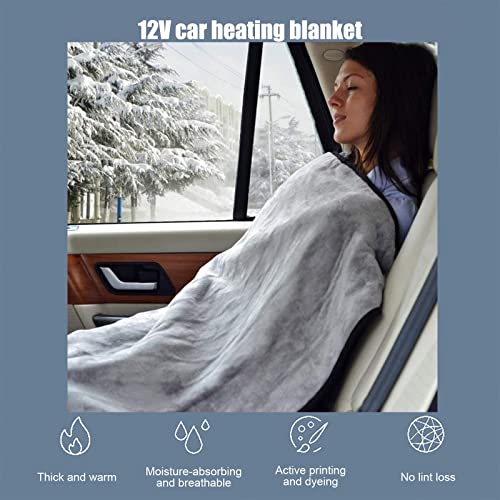 LINGHUANG Couvertures Chauffantes Électriques, 12V Polaire Hiver Voiture Chaude Couverture Chauffante à Température Constante pour Voyage Camping Pique-Nique Chauffage 150 x 110 cm