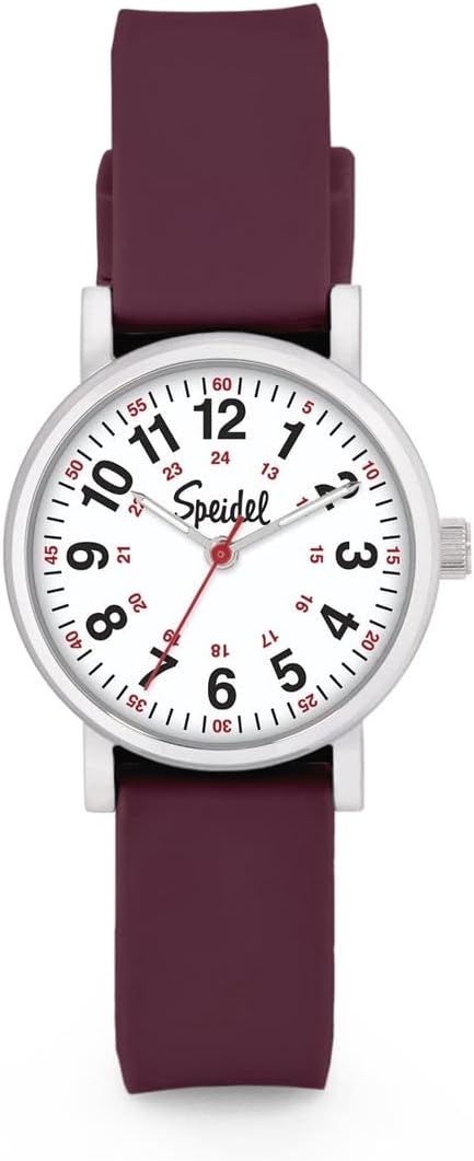 Scrub Petite Watch for Nurses, Medical Professionals, Mens and Womens Watch with Second Hand Nursing, Nurse Watches for Women Men, Waterproof 12 and 24 hr Time - Wine