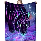 Tiger Blanket for Bed Sofa Couch 3D Wild Animal Print Throw Blanket Wildlife Plush Blanket Galaxy Fu