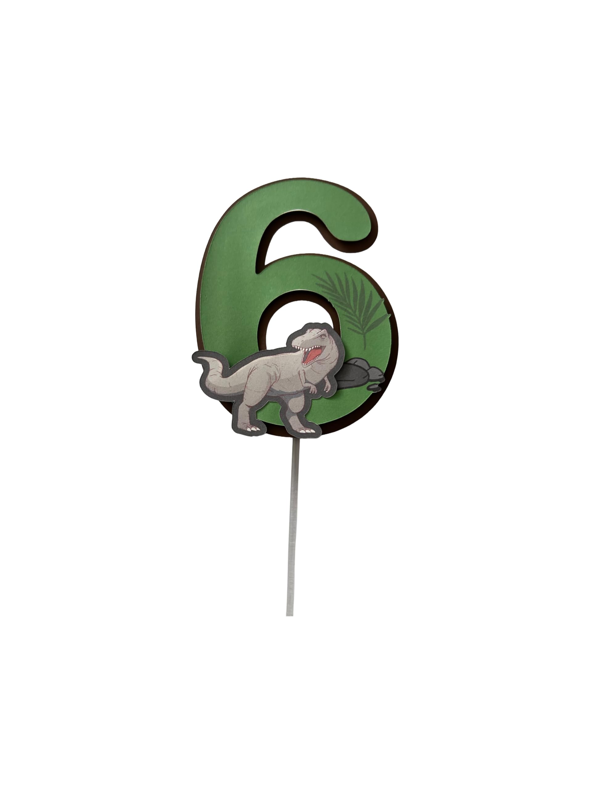 Number 6 Birthday Cake Topper (Green Dinosaur)