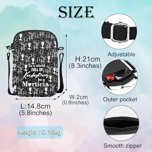 MEIKIUP Morticia Crossbody Bag AD Family Fandom Gift Halloween Themed Canvas Shoulder Bag4