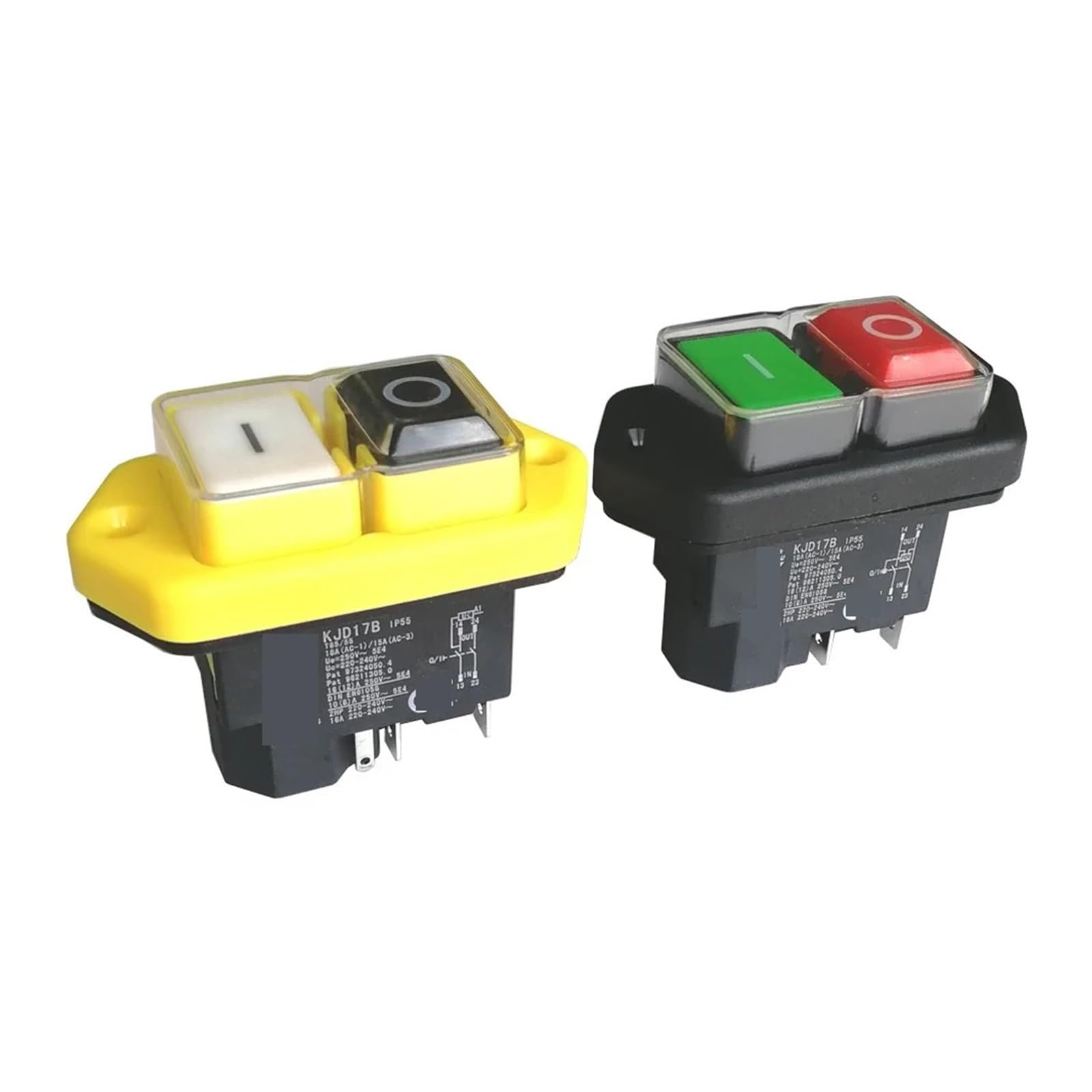 Emergency Stop Switch KJD17B/220V 16(12) A 4pin 5Pin IP55 Waterproof Pushbutton Switches Electromagnetic Push Button Switch(4pin) Controls Switches