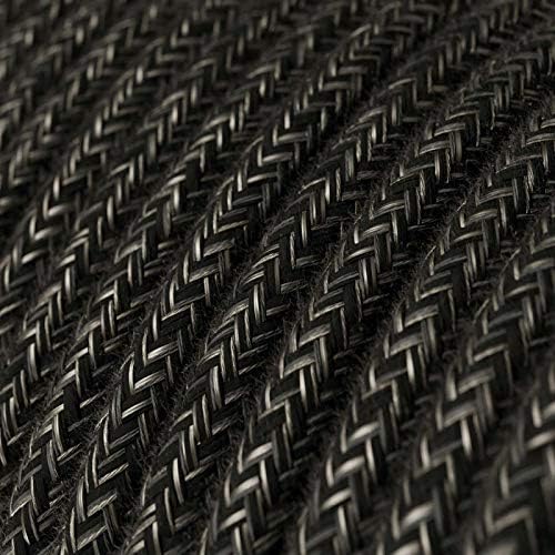 CA Creative Cables Charcoal Linen Covered Round Electric Cable - RN03-150ft, 3 x 18 AWG
