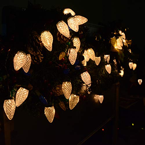Image of C9 Christmas Lights, 50 led Battery Operated Strawberry Christmas String Lights for Holiday Decorations Christmas Wreaths Xmas Tree Front Door Garland Decorations (Warm Lighting)
