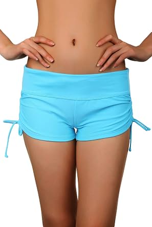 Cokar Womens Lace Crochet Overlay Strappy Swim Board Shorts with Panty Liner