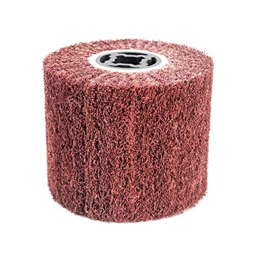 QWORK 120 x 100 mm Non-Woven Abrasive Flap Wheels for The Surface Treatment of Metal Products, Wire Drawing Burnishing Polishing Wheel 120 x 100 x 19 mm (60 Grit)