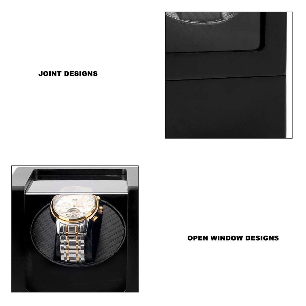 Remontoir de montre unique, remontoir de montre unique pour montres automatiques, boîte de remontoir de montre automatique 1 + 0 pour montre-bracelet/montre mécanique 100-240V (noir)(Prise UE)