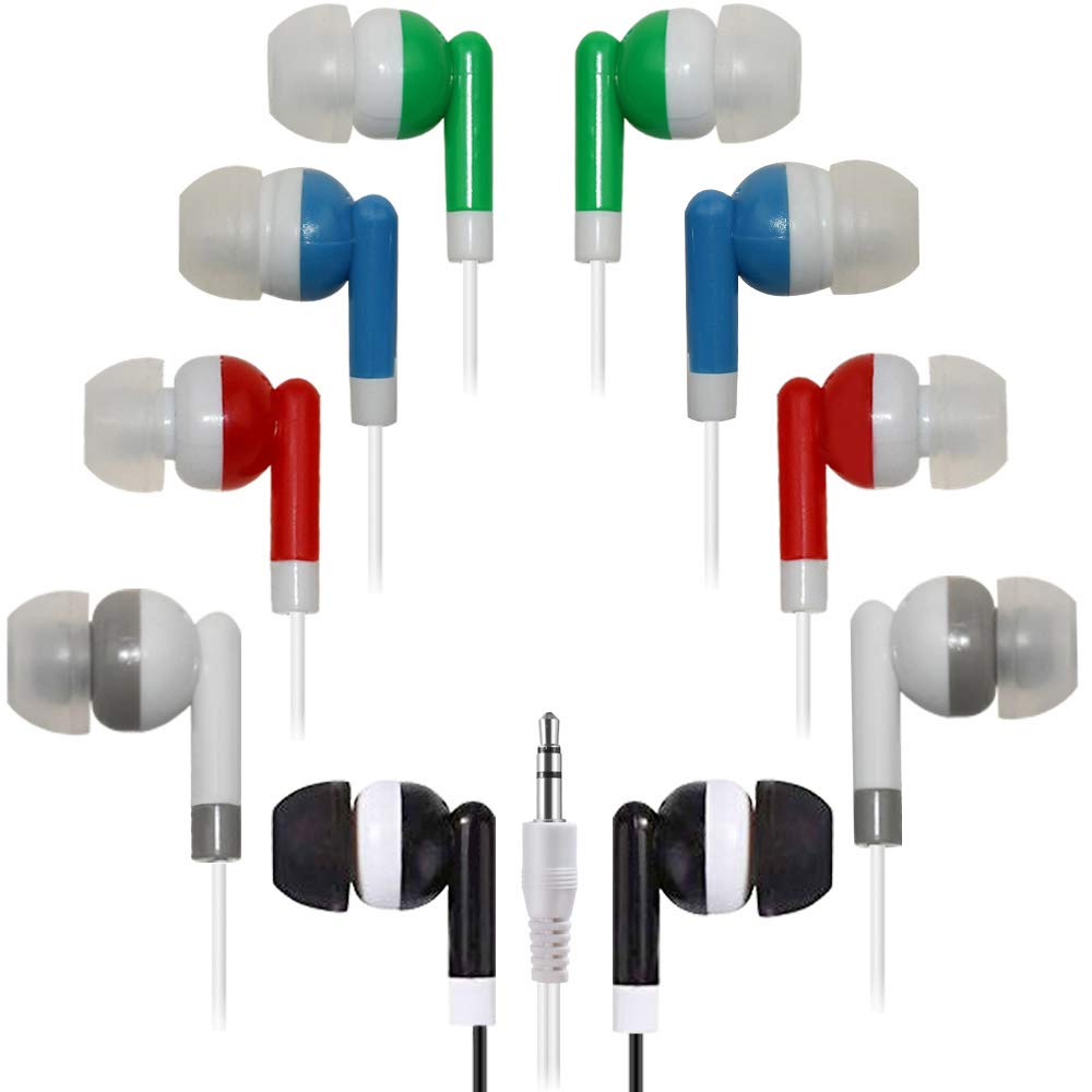 Bulk Earbuds 50 Pack Multi Colored for Classroom,HONGZAN Wholesale Earbuds Headphones Earphones for Kids,Individually Bagg...