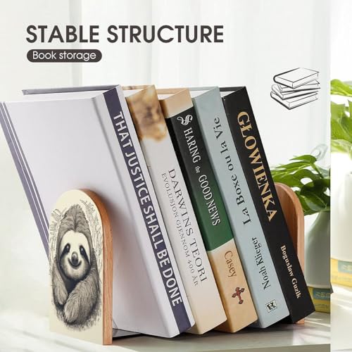 Evite la caída de libros con el sujetalibros de madera resistente universal Sloth My Spirit 8
