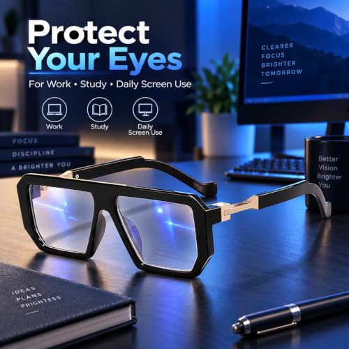 Image of Roshfort Blue Light Blocking Glasses, Computer Reading /Gaming /TV /Phones Glasses for Women Men,Anti Eyestrain & UV Glare