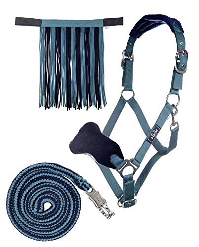 HKM Conjunto Cabestro + Punto-10734 Navy Warmblut