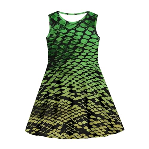 SYtrade Girl's Sleeveless A-line Midi Dress Crew Neck Sundress Printed Swing Party Dress