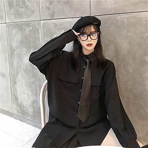 病みかわいい ゴスロリ 黒 ブラウス ワイシャツ ネクタイ ゴシック 大人可愛い モード系 韓国 オルチャン 原宿系 病みかわいい服 レディース トップス 病みかわ 春 秋 冬ファッションロリータ シャツ ブラウス 通販 Amazon