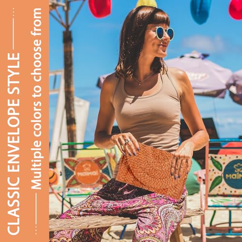 Image of Straw Clutch Bag for Women Envelope Woven Clutch Handbag Summer Beach Purse