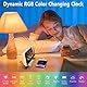 ThreeH Projektions Digital Wecker für Schlafzimmer Dynamische RGB-Uhr mit LED-Spiegel-Display USB-Ladegerät Dual Alarm Schlafzimmer Home Office Dekoration Weiß