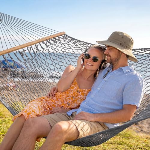 Image of SUNCREAT Outdoor Hammock with Tree Hooks, 2 Person Hammock with Carrying Bag, Gray