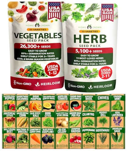 HOME GROWN 70 Variety Vegetable & Herb Seeds 32,000+...