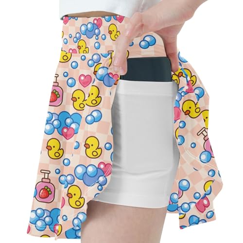 Girls Skorts High Waist Athletic Skirts with Shorts Yellow Rubber Duck Stretchy Teens Performance Tennis2
